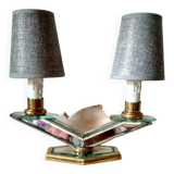 Old art deco table lamp - 2 lights - mirror lamp