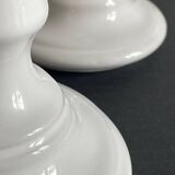 Antique White Ceramic Candlesticks