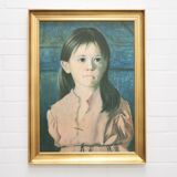 vintage gold frame with portrait of crying girl by Bragolin