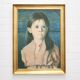 vintage gold frame with portrait of crying girl by Bragolin