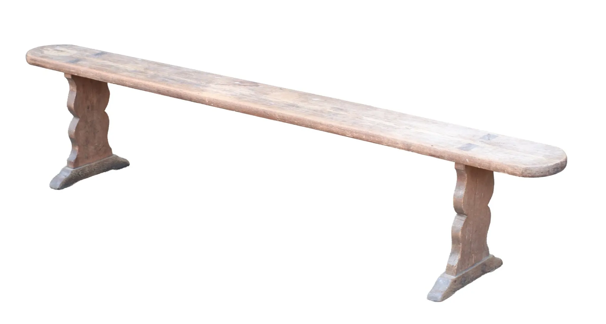 Long French wabi-sabi bench in weathered pine – circa 1900