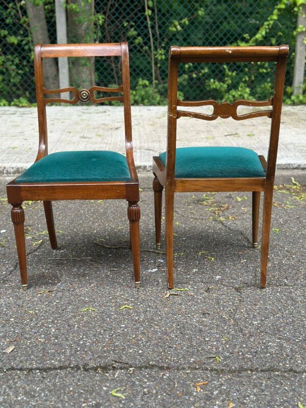 4 chaises de salle à manger de style Directoire d'époque XIXème velours ver