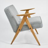 Original vintage armchair, 60s, fully restored, grey fabric