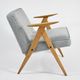 Original vintage armchair, 60s, fully restored, grey fabric
