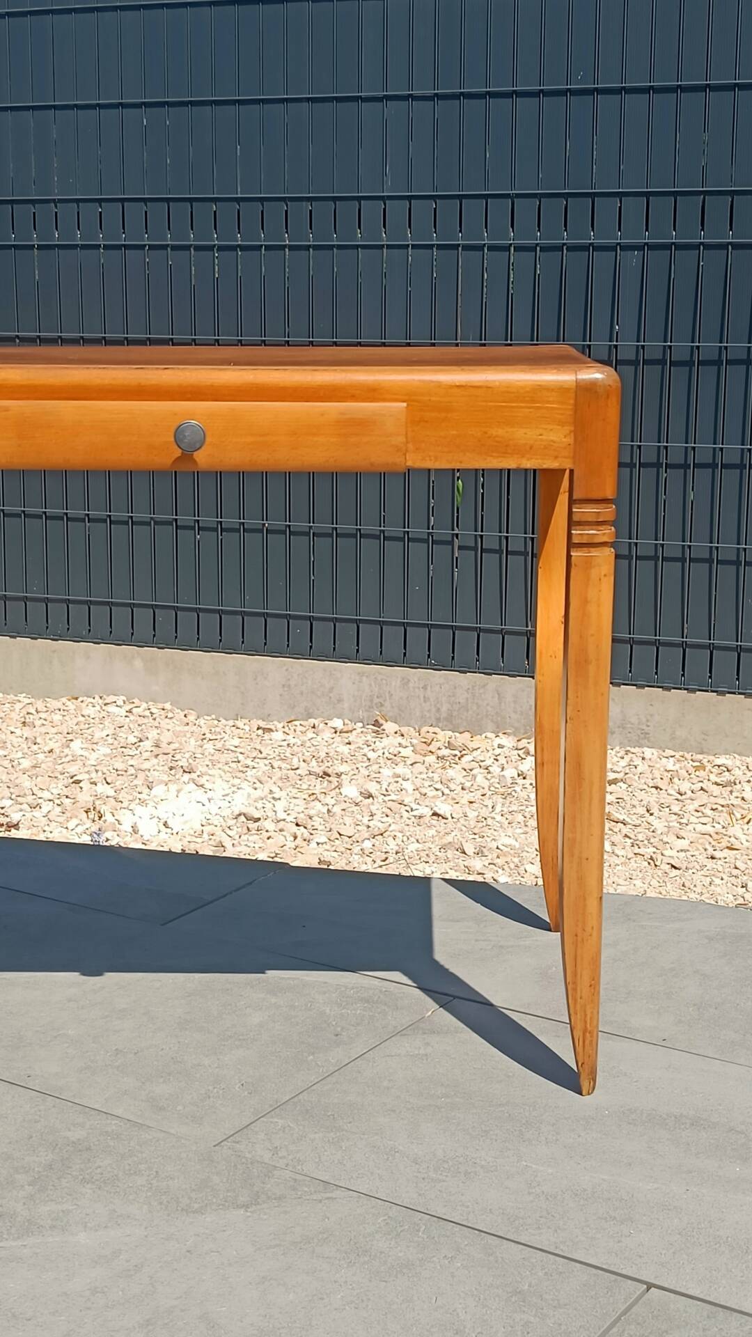 Vintage Scandinavian-style wooden table with drawer, 1950s-60s.
