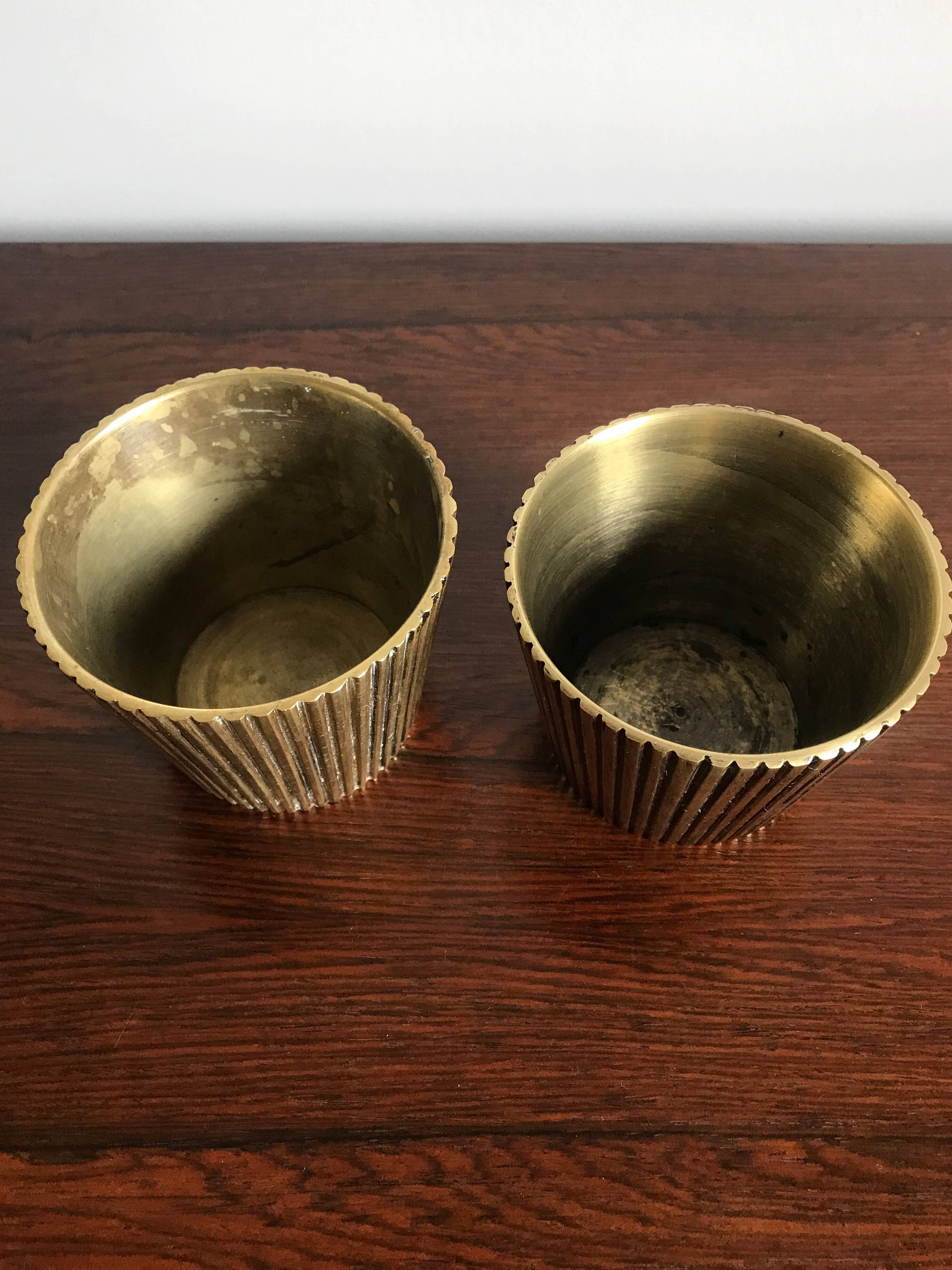 Scandinavian brass vases set, 1950s