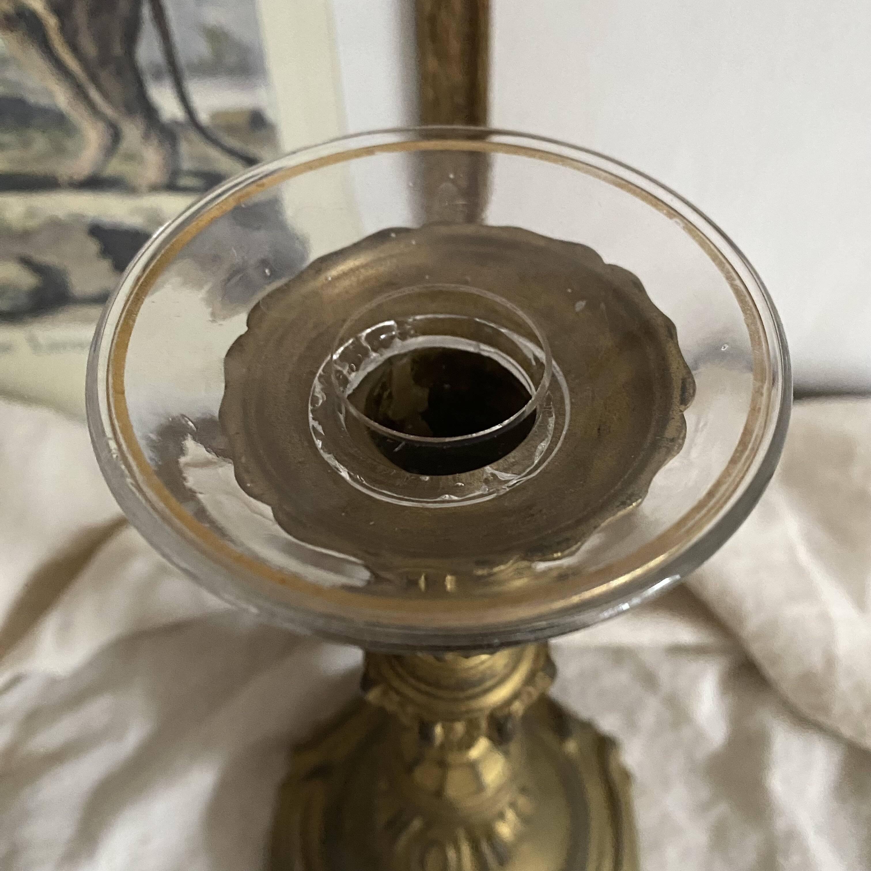 Large antique bronze candle holder 26 cm Louis XV style