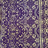 Tapis vintage roumain design marron violet sur fond jaune 185x130cm