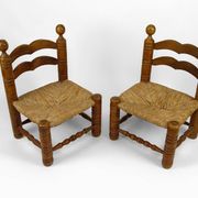 Paire de chaises basses paillées