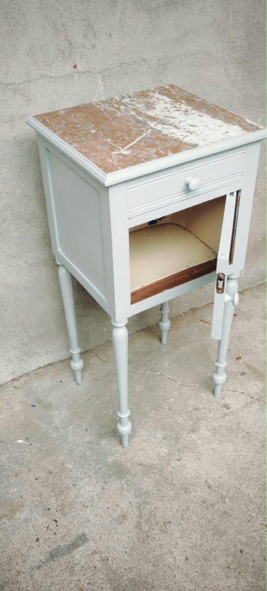 Antique bedside table with marble