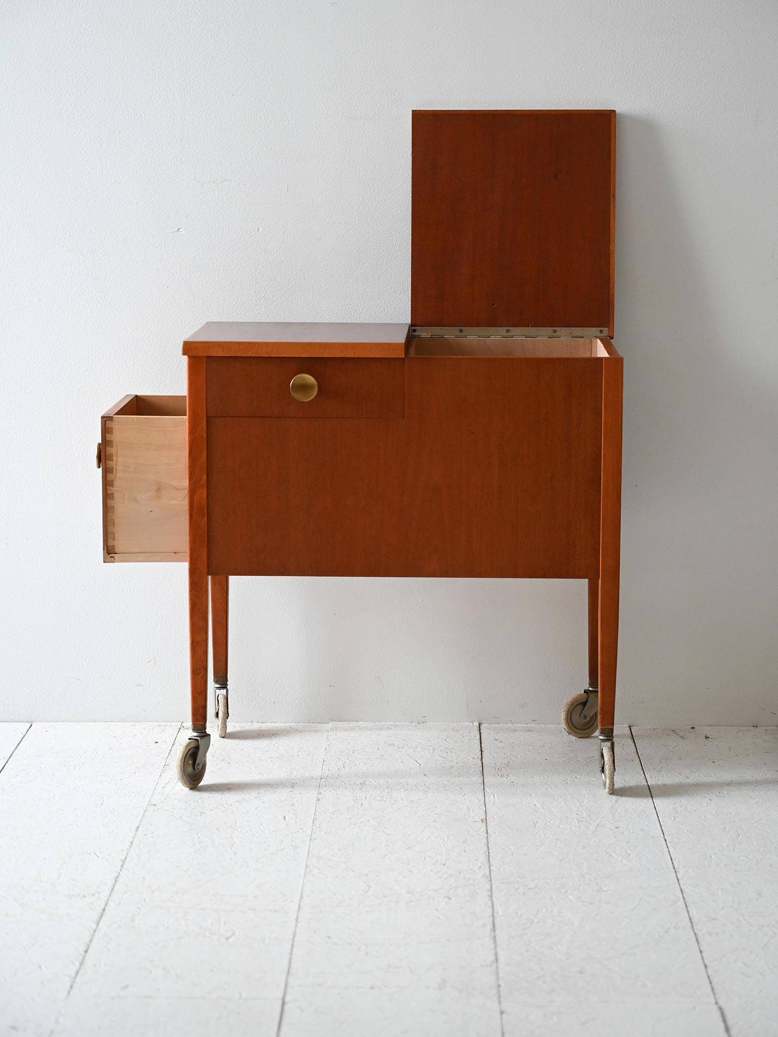 Scandinavian Vintage Mahogany Storage Trolley