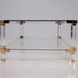 Table basse en plexiglass & laiton Charles Hollis Jones