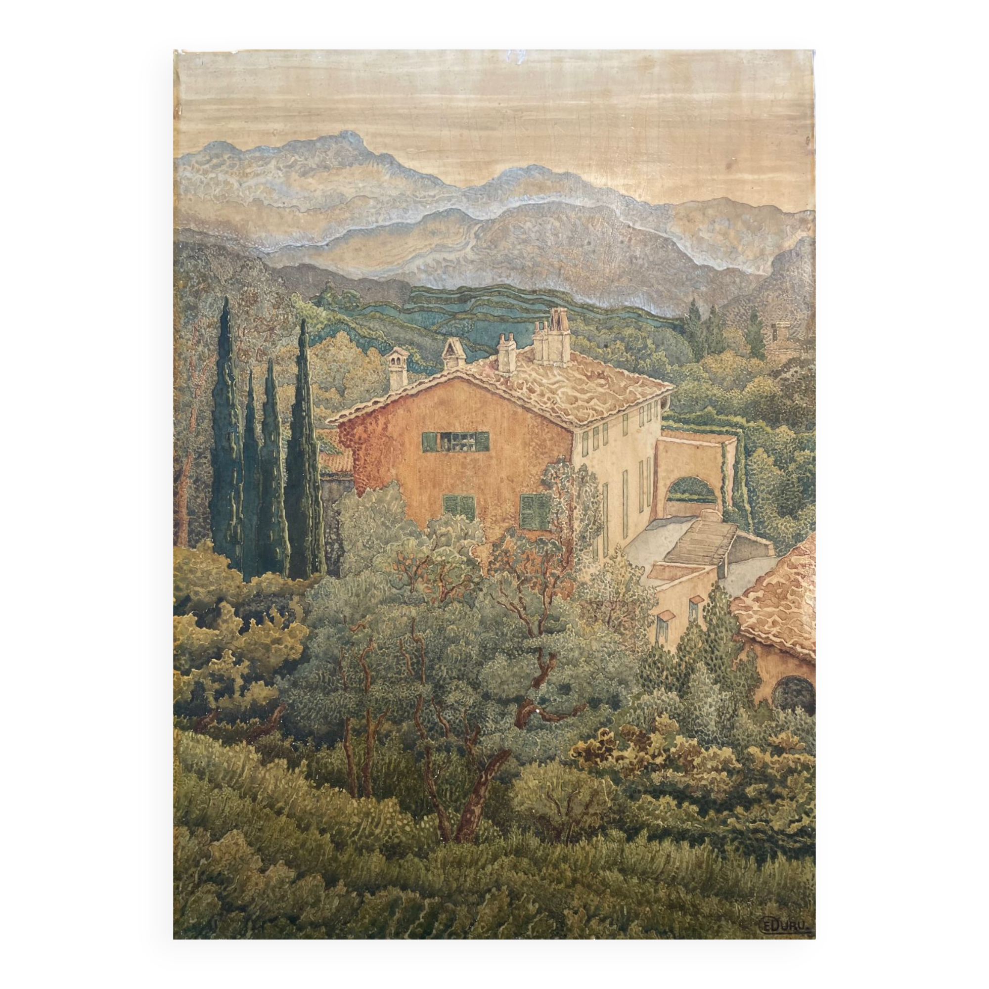 Old painting table Vieux Mâs at the Aire Saint-Michel E.Duru 1951