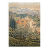 Tableau peinture ancienne Vieux Mâs à l’Aire Saint-Michel E.Duru 1951