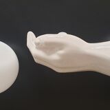 Hand-shaped ceramic and opaline globe, signed delfts wit