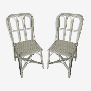 Pair of bamboo and rattan chairs