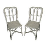 Pair of bamboo and rattan chairs