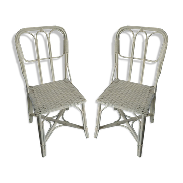 Pair of bamboo and rattan chairs