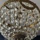 Golden bronze hot air balloon chandelier with glass pendants, mid-20th century.