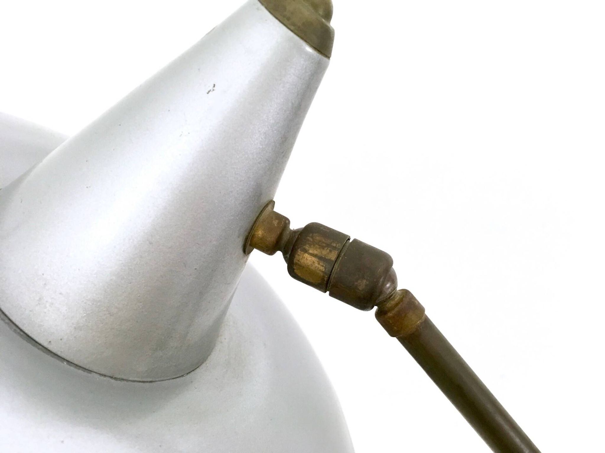 Vintage Brass and Silver Varnished Metal Desk Lamp, Italy