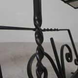Vintage newspaper rack, magazine rack, table with 3 tiles
