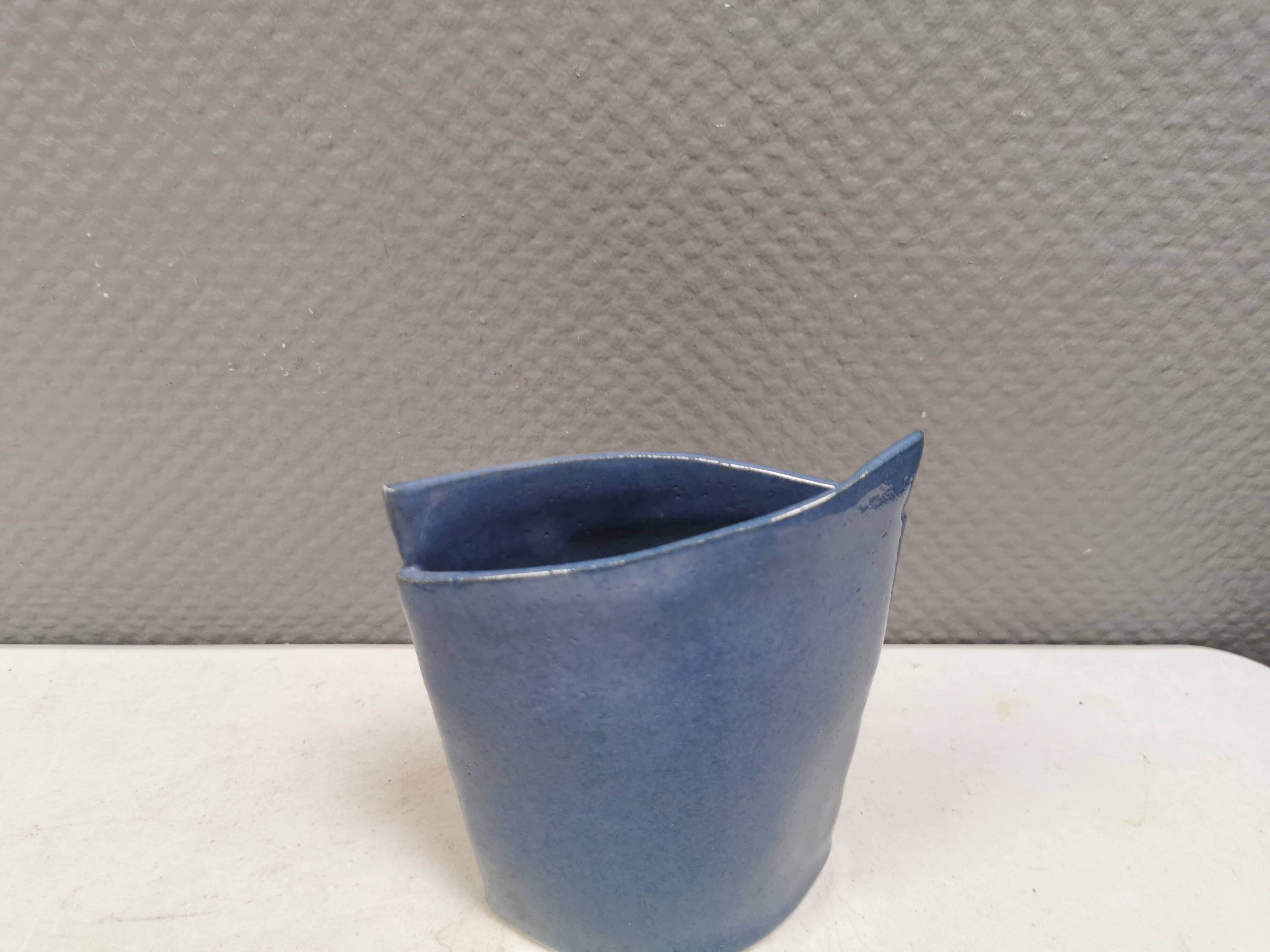 Handmade earthenware vase, with a beautiful light blue glaze. Denmark 1980s