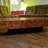 Italian design coffee table in burl wood by Roche Bobois, 1970s.