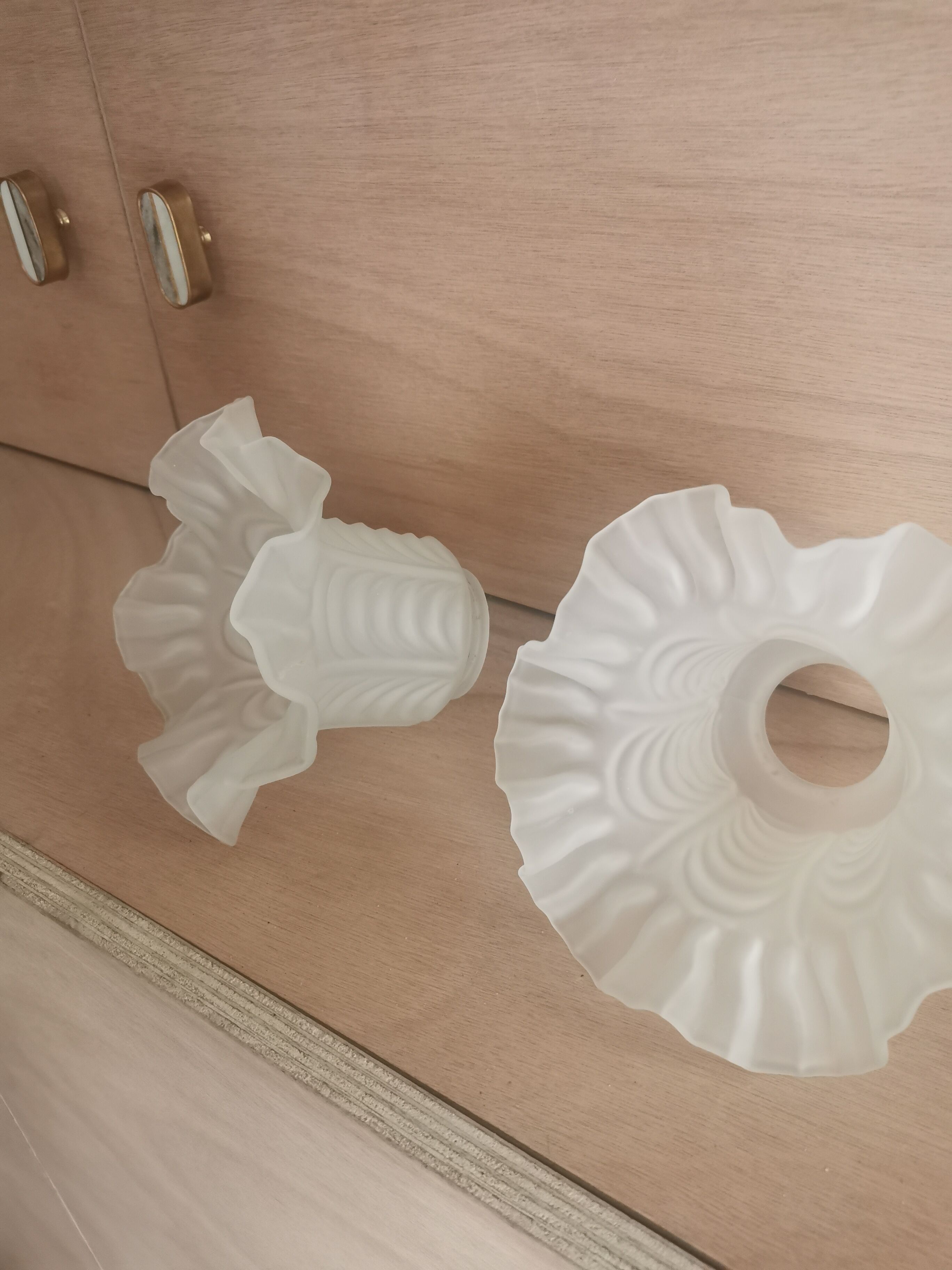 Pair of Art Deco wall lamps glass and metal