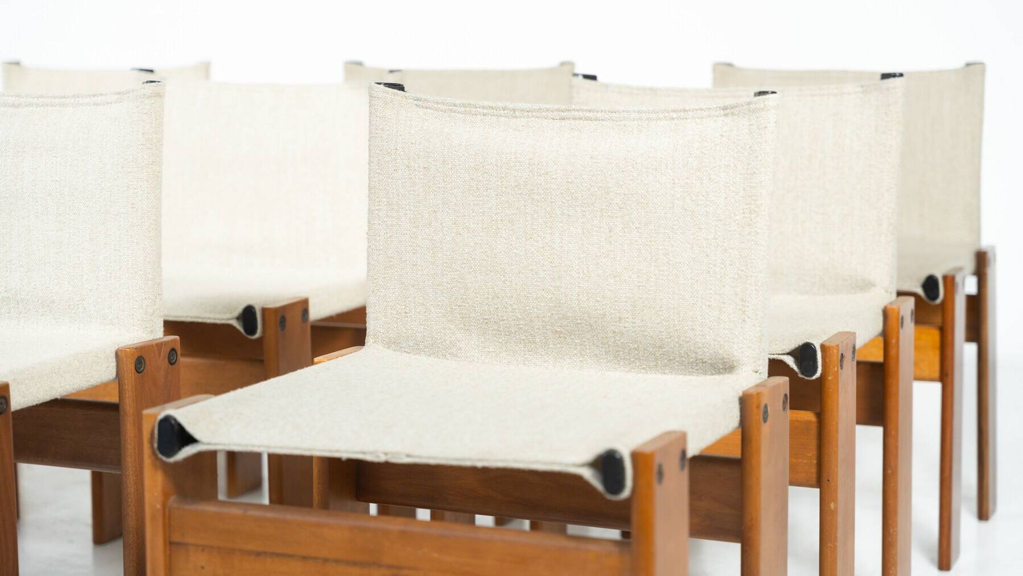 Set of 12 Monk dining chairs by Afra & Tobia Scarpa for Molteni, 1970s.