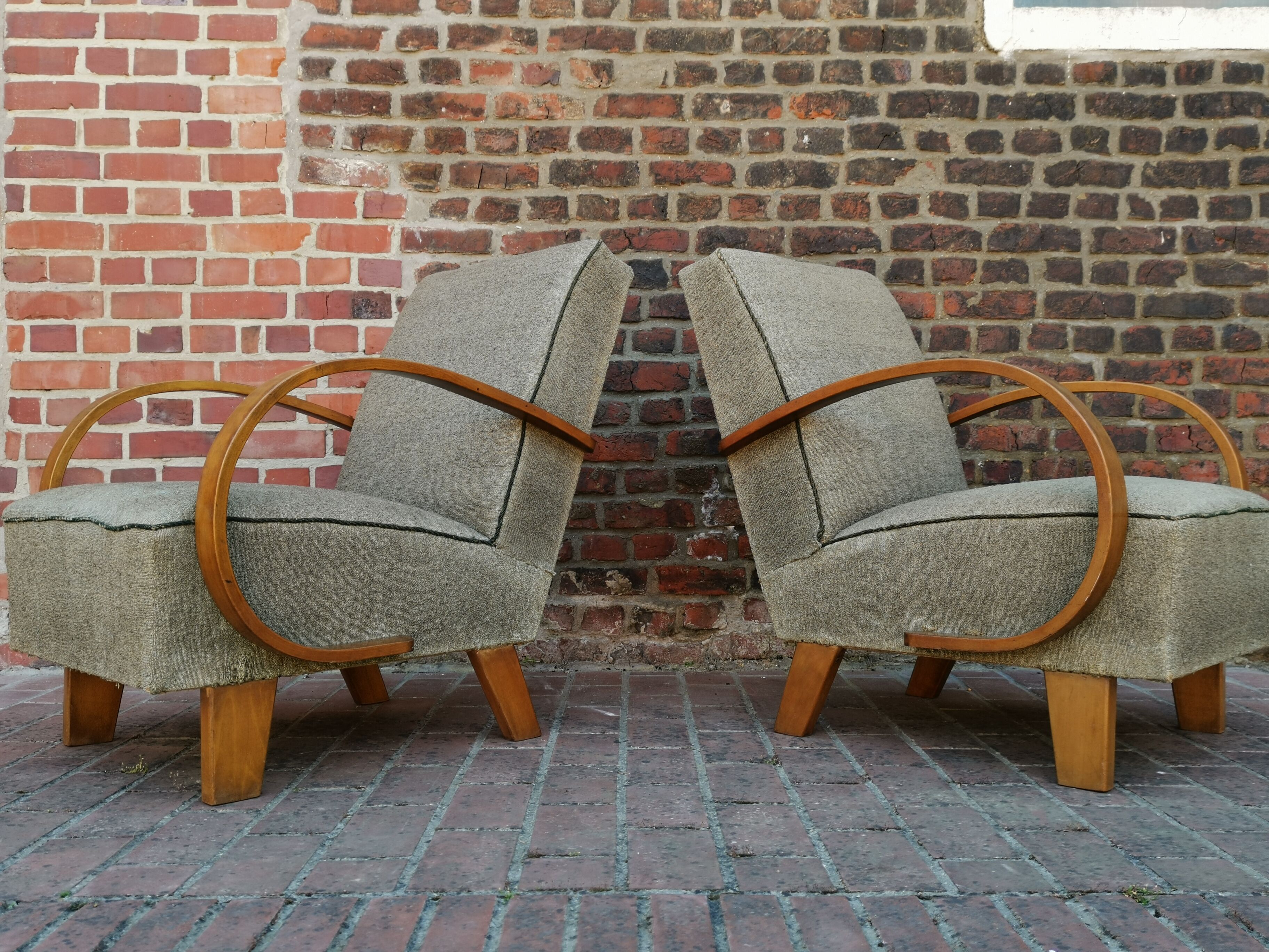 Pair of armchairs by Jindrich Halabala for Thonet 1950. Art deco