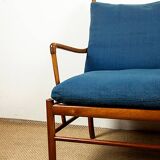 Danish 2-seater sofa in mahogany and cane by Ole Wanscher, 1960.