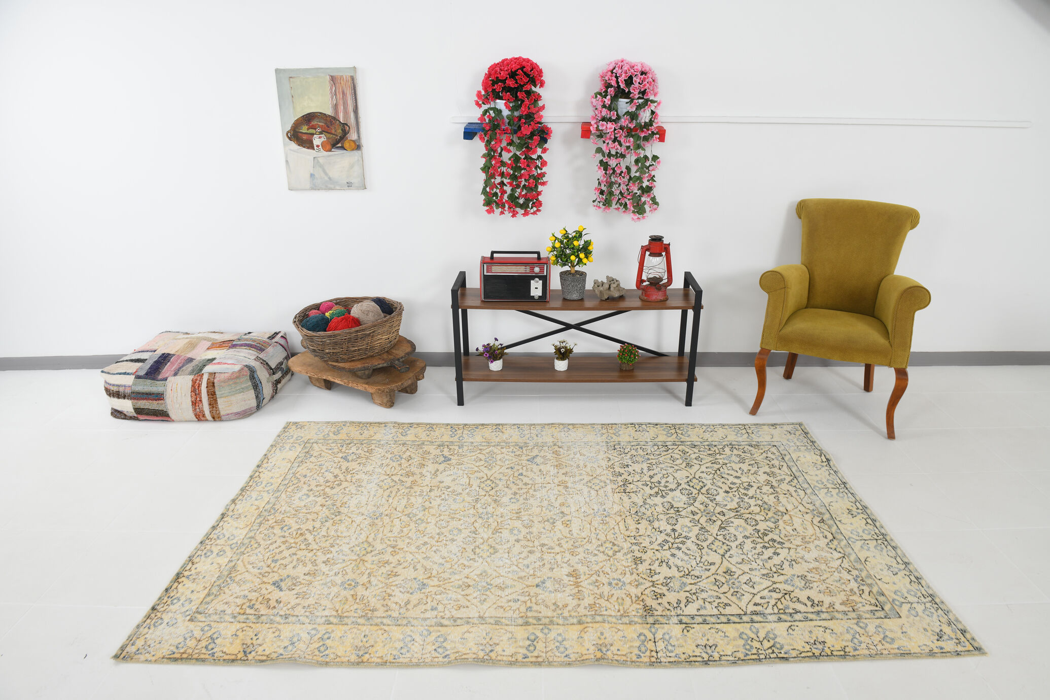 5x8 beige yellow tones turkish rug 247x152cm