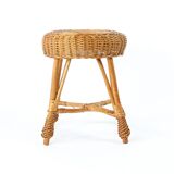Vintage rattan stool, Czechoslovakia 1960s