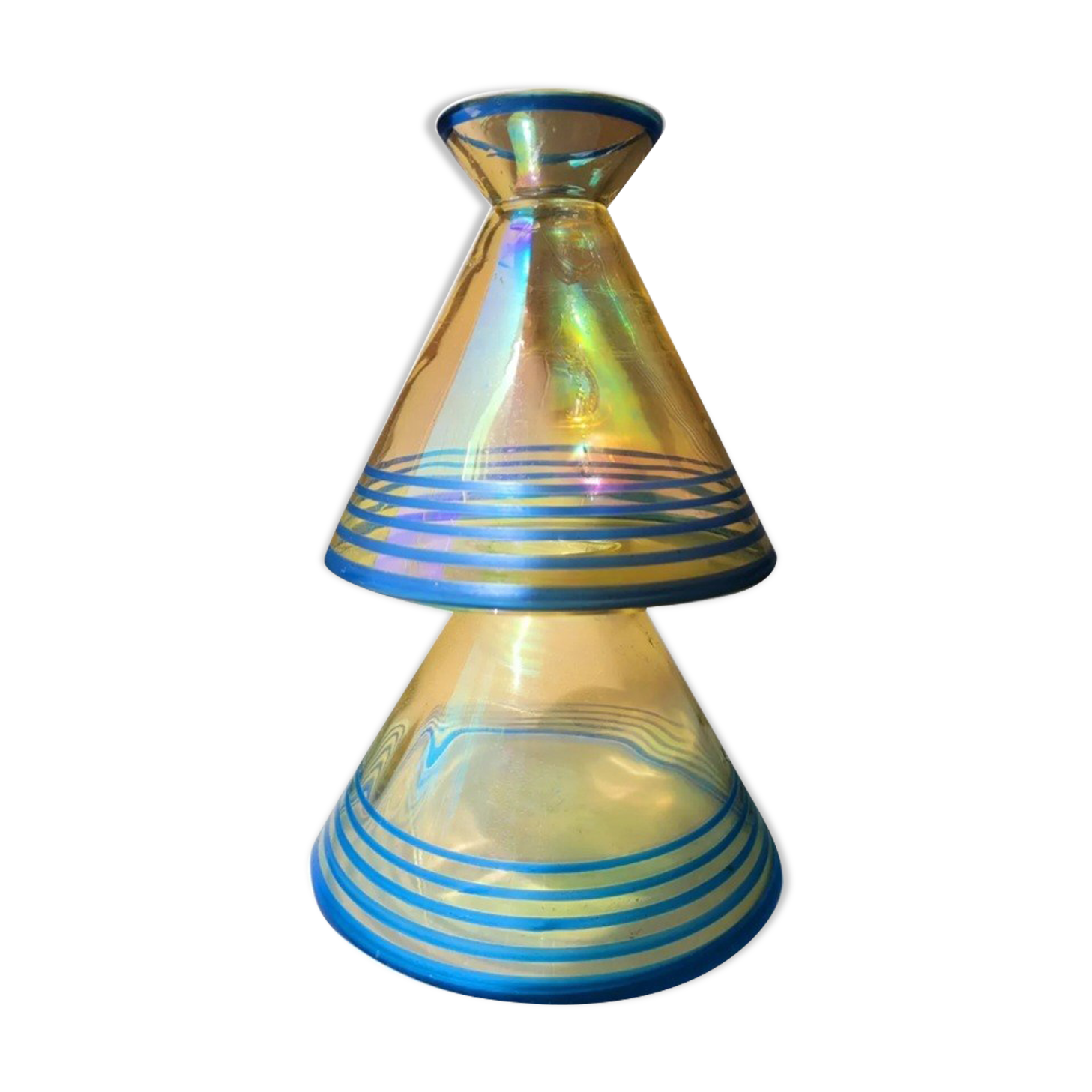 Vintage vase in iridescent glass 70s 80s