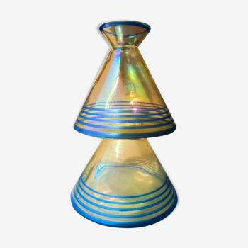 Vase vintage en verre irisé années 70 80