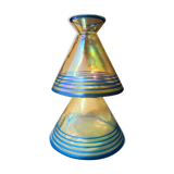 Vintage vase in iridescent glass 70s 80s