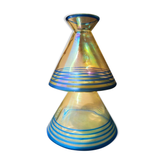 Vintage vase in iridescent glass 70s 80s