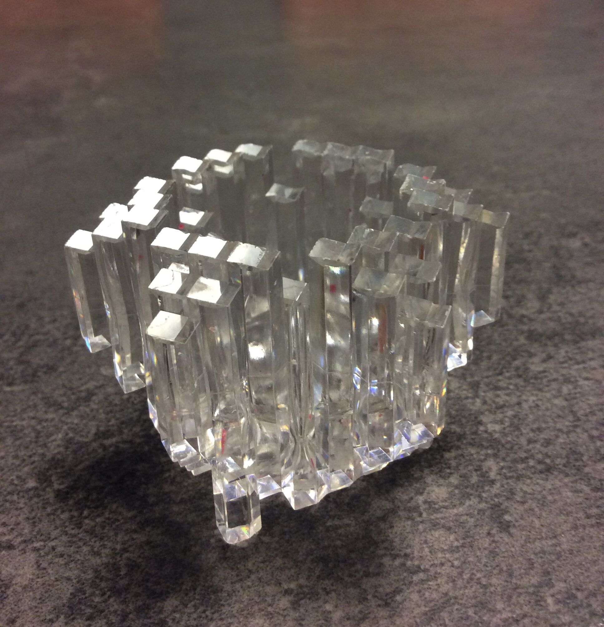 Pair of plexiglass candle holders from the 80s