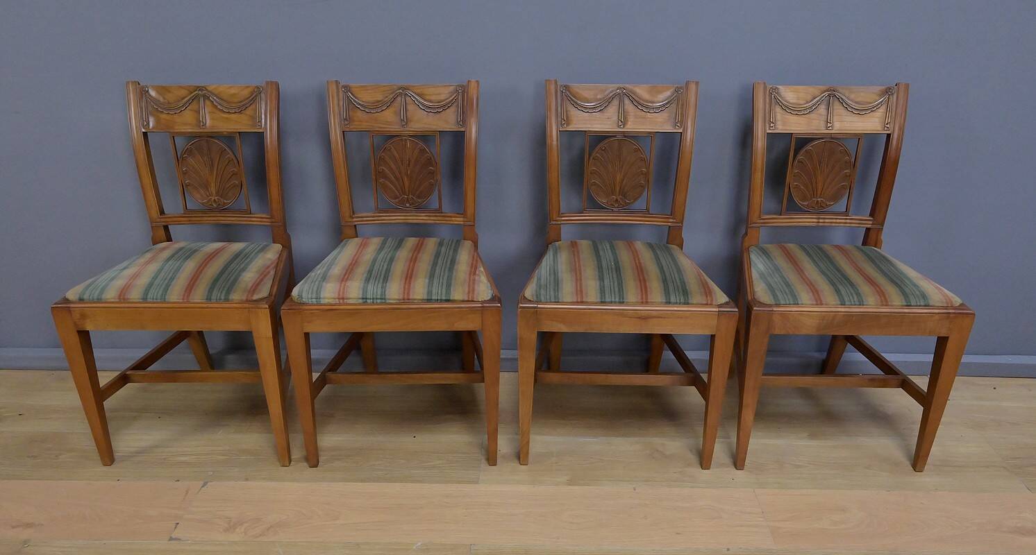 Set of 12 Provençal Chairs in Cherry Wood – Mid 20th Century