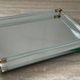 Vintage tray in glass, brass and beveled mirror 70s
