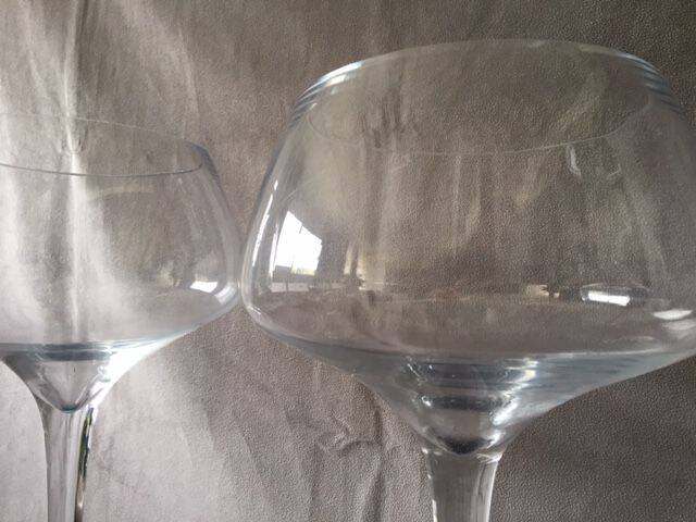 Duo of Vases Giant Cocktail Glasses Tealight Holders Cups on Blown Crystal Stand