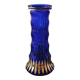 Walther Glas Design Vase, Graphic shape with golden flamed tips. Blown art glass, cobalt blue. Height 25 cm