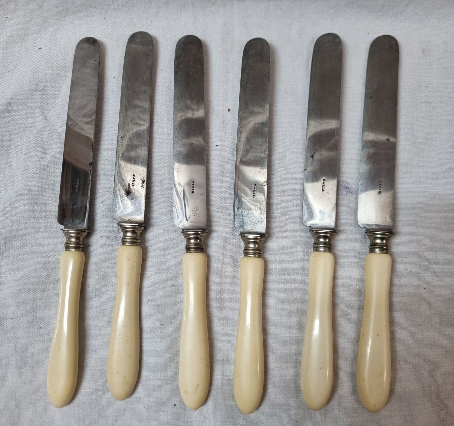 6 meat knives, ivory handle, late nineteenth