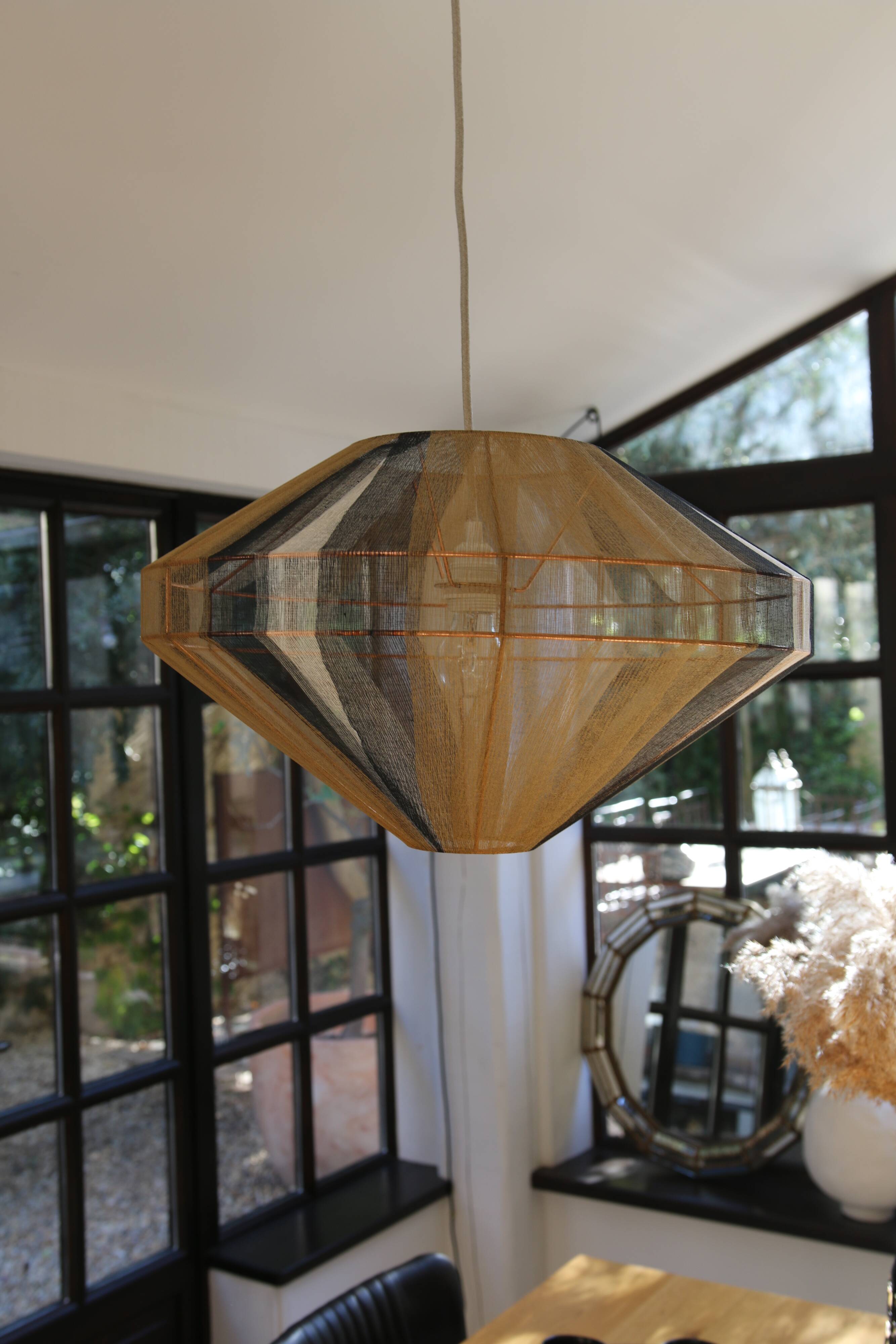 Contemporary cotton thread pendant light