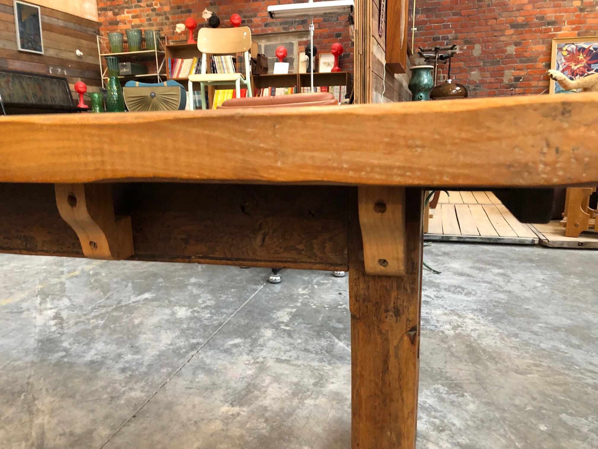 Old farm set massive Elm table
