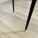 Coffee table from the 50s/60s, glass, brass, black metal.