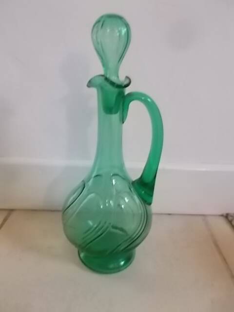green glass carafe