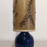 Indigo blue glazed stoneware lamp and resin, France circa 1960.