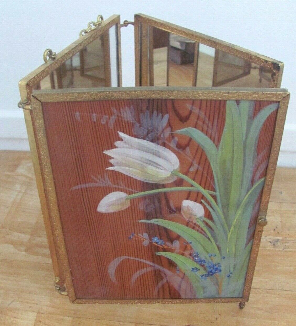 Triptych mirror - early 20th - golden frame - 71x29cm