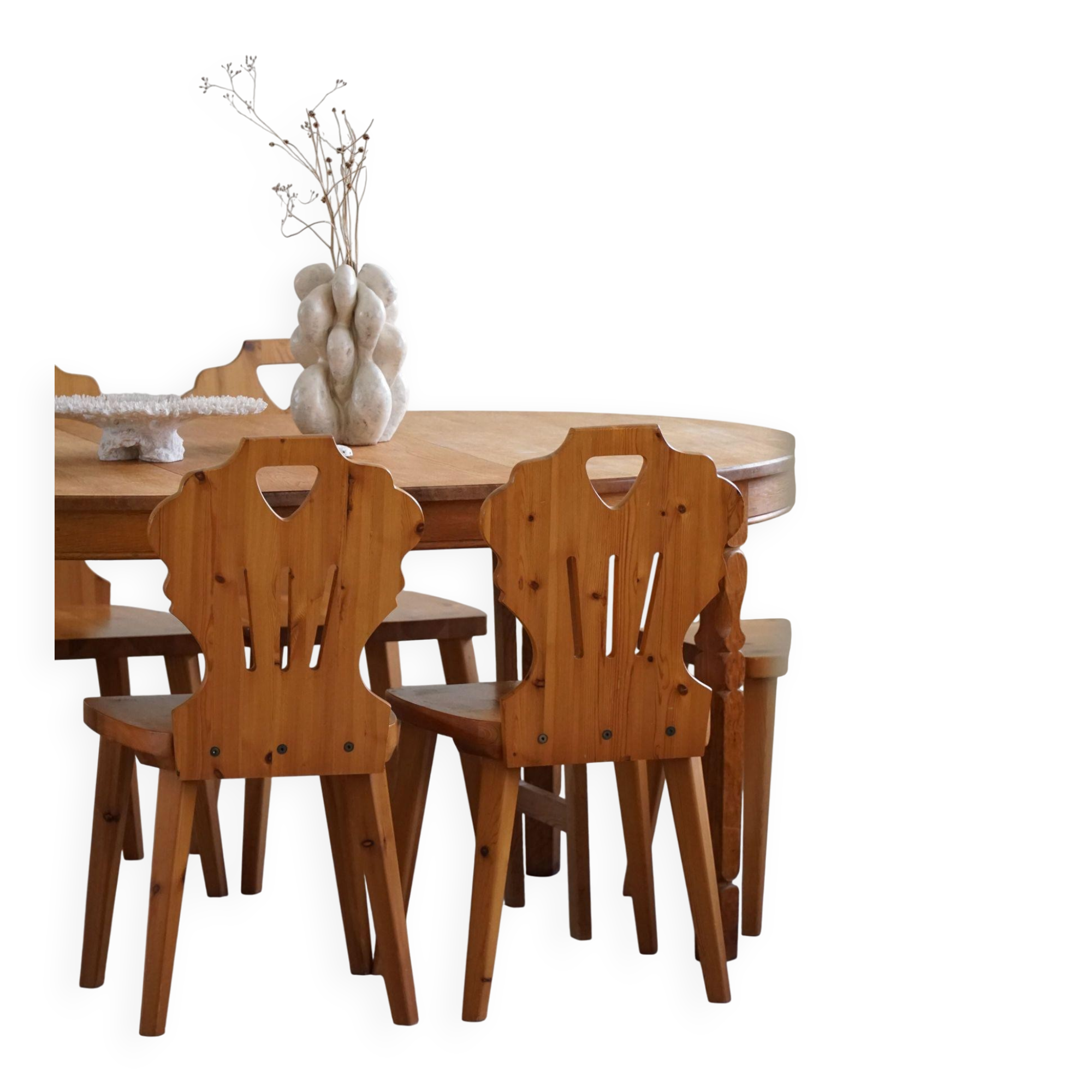Set of 6 pine chairs